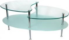 Walker Edison - Coffee Tables - C38B5 - This stylish contemporary coffee table features distinctive curved lines and frosted lower shelf. Three levels of glass combined with brilliant chrome metal legs creates a stunning contemporary look. All glass is beveled to create a softer edge and tempered for safety. Stylish modern design Oval shape coffee table with distinct curving lines Beveled tempered safety glass Beautiful frosted lower shelf Top shelves are 8mm thick Lower shelf is 6mm thick Sparkling chromed steel legs Ships Ready-To-Assemble with all necessary tools Assembly instructions with online support and toll-free number available Dimensions: 46 W x 7 H x 25 D Weight: 34 lbs.