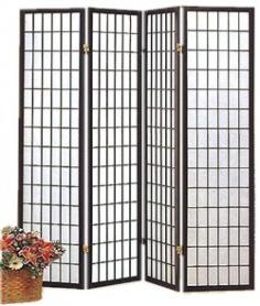 Room dividers are a great solution for dividing rooms or adding privacy. Four panel black frame screen. Finish: Black Dimensions: 72"(L) x 0.75"(W) x 70.25"(H) Item Weight: Approximately 19 lbs.
