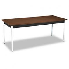 High-pressure woodgrain laminate top at 29" work height with painted aprons. Chrome legs with leveling glides and easy bracket style assembly. Global Product Type: Tables; Width: 72 in; Diameter: N/A; Depth: 30 in.