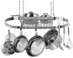 A cook's companion. You'll love the look and convenience of this Range Kleen stainless steel oval pot rack. Limit 5 per household. Ceiling-mount design saves precious kitchen space. Single shelf offers storage for stock pots, covers and more. Pot hooks easily hang cooking pans and utensils, keeping them within reach. Stainless steel construction adds lasting elegance to your home. Details: Includes: 12 pot hooks & installation hardware 33W x 17D x 1 1/2H Holds up to 40 lbs. Wipe clean Installation required Manufacturer's lifetime limited warranty Model no. CW6001R Promotional offers available online at Kohls.com may vary from those offered in Kohl's stores. Size: One Size. Color: Silver. Gender: Unisex. Age Group: Adult. Material: Stainless Steel.