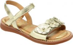 It is recommended that you size up if your little one is in between sizes. Summer just got a little sweeter with the vibrant styling of the Justina sandal. Premium leather upper features flower decals on the vamp. Slip-on style for easy on and off. Breathable leather lining and a cushioned leather footbed. Durable rubber outsole. Imported. Measurements: Heel Height: 3 4 inWeight: 5 ozProduct measurements were taken using size 1 Little Kid, width M. Please note that measurements may vary by size.