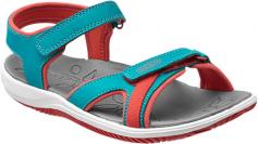 Outfit her in sporty style you'll both love with the KEEN Harper water sandal. This girls' open-toe athletic sandal boasts an easy-care leather upper with dual adjustable hook-and-loop straps and a stretchy heel strap for a snug fit. A hydrophobic mesh lining encourages breathability but also provides water resistance; a contoured arch delivers hours of comfort and support.