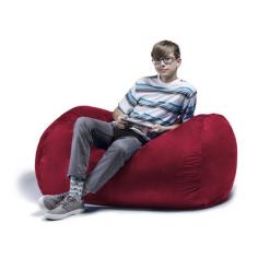 Children's bean bag lounger. Microsuede cover and furniture-grade polyurethane foam. Available in a wide variety of color options. Removable zippered cover for machine-washing. Dimensions: 48L x 42W x 42H in. The Jaxx Lounger Jr. Bean Bag is the perfect chair for the tween crowd. This large lounger is big enough for up to three children under the age of nine, and it's made from ultra-soft microsuede that zips off for easy machine-washing. And don't worry about your kids getting into the supportive, soft foam stuffing: the zipper is childproof. Available in an array of colors so you can pick the color that fits your child's personality. About JaxxFocused on both the atmosphere of your home as well as the state of the environment, Jaxx creates functional furniture while trying to maintain a minimal environmental footprint. Since 2006, Jaxx has been working non-stop to create their proprietary blend of up-cycled virgin scrap materials and byproducts now known as ECOFOAM. This alternative to conventional foams and fillers led to a technological innovation that allows for the compression of ECOFOAM to a third of its original size, making it easier and more efficient to ship and store. This has resulted in an even smaller carbon footprint. Today, the Company continues to test the limits of traditional processes to bring you stylish, smart, and functional furniture while taking responsibility for the impact on the environment. Jaxx encourages you to follow their lead, be present in your space, and live life to the fullest. Color: Red.