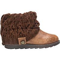 Slide into comfort with these MUK LUKS women's cuffed boots. SHOE FEATURES Cable-knit cuff Metallic button accent Water resistant SHOE CONSTRUCTION Acrylic and faux-suede upper Fabric lining EVA midsole TPR outsole SHOE DETAILS Round toe Pull-on Padded footbed Promotional offers available online at Kohls.com may vary from those offered in Kohl's stores. Size: 7. Color: Brown. Gender: Female. Age Group: Kids. Pattern: Solid. Material: Acrylic/Knit/Fauxsuede.