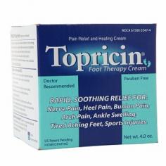 Topricin Foot Therapy Description: Pain Relief and Healing Cream Homeopathic Safe Pain Relief Foot Therapy Cream Every airline traveler should have Topricin Foot Therapy Cream in their bag. Ever have swollen ankles after getting off the plane? I have! this is the perfect sizeNO More swollen ankles for you! Free Of Petroleum mineral oil lanolin menthol capsaicin fragrances or irritating chemicals. Disclaimer These statements have not been evaluated by the FDA. These products are not intended to diagnose treat cure or prevent any disease. Product Features: Topricin Foot Therapy Directions Ingredients: Topricin's patented combination of natural medicines is formulated to provide an array of benefits. Each ingredient passes through rigorous quality control procedure to ensure strength and purity. These superior ingredients effect their action while concurrently conditioning and moisturizing your skin. The cream is odorless non-greasy and will not stain your clothing. Topricin's hypoallergenic base is formulated for maximum absorption of its eleven medicines. Arnica Montana - For injuries and bruising to the muscles and joints. Arnica is considered especially useful for arthritis joint injuries and bruising (6X) Rhus Tox - For sprains arthritic pain and backaches (6X) Ruta Graveolens - For relief from injuries to the bone or bone covering; often used to relieve trauma to the knee shin elbow and cheekbone (6X) Lachesis Muta - For relief from sciatica arthritis lower back pain and carpal tunnel (8X) Belladonna - Relief of pain spasm and inflammation to muscle tissue (6X) Echinacea - Anti-inflammatory and anti-bacterial (6X) Crotalus - For improving localized circulation and considered effective for bruises and contusions and for accelerating repair to damaged nerves joints and muscles (8X) Aesculus - For chronic pain especially in the legs and varicose veins. (6X) Heloderma - For relief from burning sensation in the hands or feet. (8X) Naja - Relieves inflamm