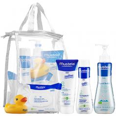 A collection of bath time products that cleanse, hydrate, and refresh babies' delicate skin. This set features Mustela's bath time essentials. The 2-in-1 Hair and Body Wash is a one-step, soap-free cleanser for the hair and body. The Multi-Sensory Bubble Bath gently cleanses and stimulates the senses during bath time and the Facial Cleansing Cloths allow for gentle and safe cleansing of baby's face in one step. The PhysiObebe is a one-step, soap-free cleanser for face and diaper area that does not require rinsing. This set contains:- 6.7 oz 2 in 1 Hair and Body Wash- 6.7 oz Multi-Sensory Bubble Bath- 25 count Facial Cleansing Cloths- 10 oz PhysiObebe(R) It is formulated Without: - Parabens- Petrochemicals- Phthalates Products do not contain phenoxyethanol. Tote does not contain phthalate.