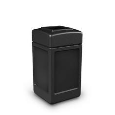 Dimensions: 18.5L x 18.5W x 30H inches. 38-gallon plastic square trash can. High-density polyethylene construction. Easy to clean with standard degreaser. Lift-off lid and patented Grab Bag system. Available in black, gray, or beige. The Commercial Zone 38 Gallon Square Commercial Trash Can is perfect for high-traffic areas because it's tough enough and big enough to handle any type of situation. Made from high-density polyethylene in black gray or beige it is easy to clean with a standard degreaser. The bag won't rip when removed from the 38-gallon unit thanks to the patented Grab Bag system. The lid easily lifts off for emptying the trash can. The unit is made from post-consumer recycled material (50% in the black unit and 25% in the beige and gray units). Dimensions: 18.5L x 18.5W x 30H inches. About iTouchlessiTouchless Housewares & Products creator of the Touchless Trashcan EZ Faucet and Towel-Matic manufactures and distributes a line of innovative products for your home and office. Their mission: to make people's lives a little easier by using their products. Over the last 15 years iTouchless has established a solid foundation and assembled multiple factories in Asia to support the increasing demand of sensor-activated products. Their vision for the future is to create a continuous stream of customer-driven innovations while selecting strategic partners and distributors to form mutually beneficial relationships. Color: Black.