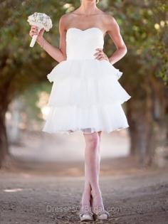 Sweetheart Ball Gown Short/Mini Organza Tiered Wedding Dresses