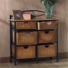 Imagine what's in store when you pick up this classic iron and wicker storage shelf. In black/brown. Product Features: Handsome scrolled details adds a charming touch. Wicker baskets discreetly store items large and small. Wicker tabletop offers space to display decorative accents. What's Included: Frame Six baskets Product Details: 38 1/2H x 34W x 13D (overall) Includes hardware Iron/wood Assembly required By Southern Enterprises, Inc. Manufacturer's 1-year limited warranty on parts Model no. KL8881 Promotional offers available online at Kohls.com may vary from those offered in Kohl's stores. Size: One Size. Color: Brown/Black. Gender: Unisex. Age Group: Adult. Material: Wicker/Wood.