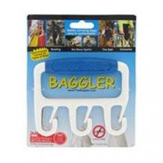 The BAGGLER is simple and lightweight. Weighs only 1.7 ounces but is a mighty tool. It is made of a high strength plastic polymer. Its comfortable handle and three solid hooks with tines will keep all your bag handles secured. The hooks and tines are brilliantly designed to allow thin handle cloth rope handle and plastic shopping bag handles to slide on and off with very little effort. 1 Ergonomic multiple bag carrier Red Weighty thin handle bags can be carried. The contents stay inside the bags No need to search for the handles of the bags because they are already secured to the hooks of The BAGGLER Try The BAGGLER because it reduces hassle clumsiness and the discomfort of having to use flimsy thin handle cloth rope handle and plastic shopping bags.