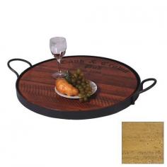 Enjoy the rustic style of a country vineyard in the comfort of your own home with the 2 Day Designs Cask and Crown Tray (4053P, 4053R, 4053W, 4053O, 4053B, 4053C, 4053F). Ideal for entertaining, this elegant serving tray is handmade from recycled materials which gives each and every piece a distinctly unique look. Serve up appetizers, cheese, fruit and of course wine, on this impressively designed and functional piece. Made from old white oak wine barrels, the tray has been hand sanded and stained which gives each piece unique character. The base of the tray is a solid steel construction which helps you easily carry the tray from your kitchen to the table and serve your guests in style. Environmentally Conscious: Made from recycled high quality white oak wine barrels, this piece has a unique history and aesthetic Hand Finished: The solid wood serving tray is sanded down and stained by hand Made In America: All 2 Day Designs products are made in and ship from the U.S.