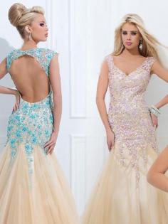 Satin Tulle V-neck Floor-length Trumpet/Mermaid Rhinestone Ball Dresses