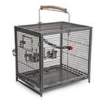 Measures 14L x 14W x 18H inches. .5-inch bar spacing with 1/8-inch wire gauge. Ruby or platinum finishes (based on availability). 2 stainless steel food cups. Cotton rope perch inside and wooden handle perch outside. The Poquito Avian Hotel Bird Cage is a smart and functional lodging solution for traveling birds. This state-of-the-art cage is intended to house birds over a weekend providing them with safe sturdy roomy accommodations. This cage is not recommended for use exceeding one week. This cage is ideal for short-term use for travel outdoor use for healthy sunlight exposure or for emergency evacuations. Inside you'll find 2 stainless steel food cups which can also be attached to the outside of the cage and a cotton rope perch. The rooftop offers a fun out of cage experience using the wooden handle as a perch. This cage also features easy no-nuts-and-bolts assembly and bird-proof door locks. Ideal for: Short-term travel (not recommended for use exceeding 1 week)BoardingEmergency EvacuationsSleeping cage Short-term outdoor use for healthy sunlight exposure Road trips About Mid-West Metal ProductsIn 1921 Mid-West Metal Products made only one item a Kruse Switch Box Support and over the years began manufacturing millions of wire and sheet metal component parts. By 1960 they were producing training crates for pets. Today Midwest Homes for Pets a division of Mid-West Metal Products produces and markets a variety of pet containment products. These products include dog crates training puppy crates dog kennels cat playpens bird cages vehicle barriers soft-sided carriers grooming tables and much more. They also manufacture a full line of pet accessories like beds and feeding dishes. Color: White.
