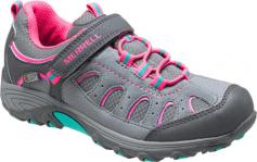 Help her enjoy the outdoors no matter the weather wearing the Merrell Chameleon Low A/C Waterproof shoe. This girls hiking sneaker features a suede and breathable mesh upper with a lace-up front panel and hook-and-loop strap to ensure a quick, secure fit. The mesh lining as well as the removable, EVA-cushioned insole boast M-Select FRESH treatment to suppress odor. Merrell's M-Select DRY delivers dry comfort inside and out, in a wide range of weather conditions. An air cushion heel and nylon arch shank offer comfort and stability, while the non-marking, M-Select GRIP outsole helps her keep her footing throughout all of her adventures in the Merrell Chameleon Low A/C Waterproof outdoor shoe.