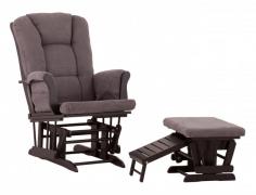 The status veneto glider and ottoman set is designed to make nursing your baby relaxing and comfortable. Built on a sturdy wood frame, the glider has a high back and a classic sleigh design. The matching ottoman features a slide-out nursing stool that allows you to position your legs and feet for comfortable nursing. When not in use, the angled nursing stool folds and stores discreetly under the ottoman. Choose from a variety of upholstery and finish options to find the set that best suits your space.