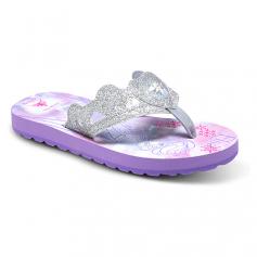 This Anna & Elsa flip-flop from Disney by Stride Rite has a lightweight, flexible sole and a glittery thong strap with a cut-out design.