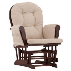 Dimensions: 25W x 24.75D x 39.5H in.; seat: 18W x 19.5D in. Weight: 45 lbs.; weight capacity: 250 lbs. Wood frame construction with choice of finish. Quality microfiber polyester fabric. Thickly cushioned arms and tufted seat back. Metal enclosed ball bearings for smooth gliding motion. Side pockets store remotes, reading material, and more. Spot cleanable material. Newborns have a way of keeping you jumping through hoops, but the Storkcraft Hoop Glider has just what you need to keep baby happy. This lovely glider chair will help both you and baby pass the night peacefully. While the generous seat provides plenty of room for you and baby to snuggle up together in the plush cushioning, the enclosed metal ball bearing glider construction produces a smooth, silent rocking motion that will lull baby right to sleep. The side arm pockets also let you keep favorite bedtime books nearby to establish a good routine for a good night's sleep. Crafted with a solid wood frame, this nursery glider will also see a second life beyond the nursery walls. With a traditional style composed of classic curves and a high-quality microfiber polyester fabric that easily spot cleans, this rocker glider will look just as good in the living room as it does in your baby's room, even more so because you can customize this chair to suit your individual taste with a choice of finish and fabric colors. And those side arm pockets will maintain their usefulness by keeping remote controls or magazines close at hand. About StorkcraftThe mission of Storkcraft is to provide families with the safest, most reliable products for children. Their commitment to innovation and state-of-the-art technology has positioned them as the industry benchmark for superior product quality. For 60 years Storkcraft has exceeded the expectations of customers. Unprecedented growth and success has made Storkcraft one of the largest kids' products suppliers in the world. Storkcraft has emerged not only as a world leader but also as a company that generously supports communities, while practicing social and environmental responsibility. The secret to the company's century of success has been the unwavering loyalty, dedication, and professionalism. They create quality products at affordable prices. Color: Cherry, Beige. Material: Beige.