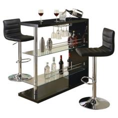 Build a Stunning Home Bar with this Crisply Styled Specialties Black Glossy Chrome Metal 48inchl Building your own cocktail lounge at home with this Monarch Specialties black glossy chrome metal 48inch is a great way to complete your game room. This bar is at the perfect height for your stools, and its small footprint makes it a versatile choice for your home. The simple lines and combination of black, chrome and glass shelves add a modern finish to your decorating theme. When you are ready to pour a drink, you can also rely on the generous spacing on the individual shelves to hold everything that you need. Designed with an innovative rack on the top shelf's bottom, this Specialties black glossy chrome metal 48inch lets you keep all of your cocktail and wine glasses within easy reach-yet protected. The two glass shelves give you generous room for all of your accessories and let you mix expertly prepared cocktails on the top. Upgrade your game room with the cool features of this contemporary table.