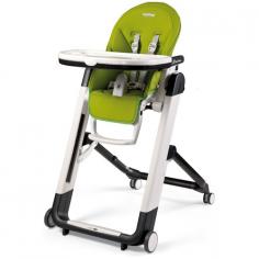 The multifunctional, ultra-compact Peg Perego Siesta High Chair easily accommodates your child's growth. The Peg Perego Siesta High Chair can be used without the tray so your child can eat with you at the table. Plus, you can use the Peg Perego Siesta High Chair as a recliner from birth to 6 months old and then as a high chair from 6 months old and up to 45 pounds. Features & Benefits: Multifunctional Peg Perego Siesta High Chair Ultra-compact; saves on space Stands alone when closed Can also be used as recliner from birth 9 different height positions Reclining backrest adjusts from 5 positions Footrest is adjustable to 3 positions Stand-alone close Eco-leather covering Double tray with removable, dishwasher-proof top section Stop & Go brake system lets you move the highchair anywhere 5-point safety harness Anatomic front bar strap Practical rubber-coated storage net on back of seat Clean cushion cover with damp cloth Weight: 23 lbs. Open dimensions: 23.5"W x 41"H x 29"L Folded dimensions: 11"W x 33"H Recliner ages: Newborn and up to 6 months old High chair ages: 6 months old and up to 45 lbs.