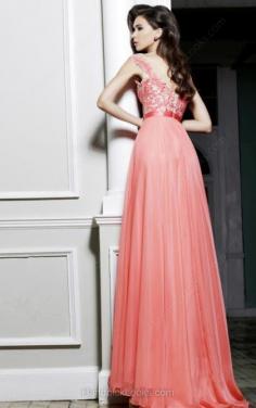 A-line Cap Straps Promotion Tulle Chiffon with Appliques Lace Sweep Train Prom Dresses