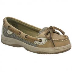 Girls' Grade School Angelfish Boat Shoes. The Sperry Angelfish Kids' Slip-on Boat Shoes are anything but ordinary and boring. The laid back shoes have a touch of glam with flirty patterns and a trendy casual look. The versatile Angelfish shoes feature stain and water resistant leather so you're sure to get a lot of wear out of them. A non-marking outsole makes them boat-friendly and provides great wet and dry traction.