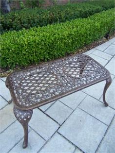 Durable rust-resistant cast aluminum construction. Hardened powder-coat Antique Bronze or Verdi Grey finishes. Lattice seat with scroll-and lattice-accented backrest. Minimal assembly required. Dimensions: 18L x 35W x 20H inches. Not only is the Oakland Living Mississippi Cast Aluminum Cocktail Table fetching, it's functional as well. Perfect for keeping snacks and beverages handy, the scroll- and lattice-accented tabletop blends Southern style and contemporary aesthetics to create a piece that will be at home in any outdoor setting. Hand cast from rust-resistant cast aluminum, this cocktail table comes in a choice of hardened powder-coat Antique Bronze or Verdi Grey fade, chip, and crack-resistant finishes for long-lasting beauty. About Oakland LivingSpecializing in the creation of top-notch cast aluminum, iron, resin wicker, and stone outdoor furniture and accents, Oakland Living has been in the outdoor-furniture manufacturing business for over 15 years. From garden stones to complete furniture sets, they're renowned for their ability to provide their customers with high-quality pieces at a great price. A 72,000-square-foot distribution center, located in Rochester, MI, houses a supply of their best sellers, making it easy and convenient to ship items quickly to customers across the nation. Color: Antique Bronze.