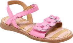 It is recommended that you size up if your little one is in between sizes. Summer just got a little sweeter with the vibrant styling of the Justina sandal. Premium leather upper features flower decals on the vamp. Slip-on style for easy on and off. Breathable leather lining and a cushioned leather footbed. Durable rubber outsole. Imported. Measurements: Heel Height: 3 4 inWeight: 5 ozProduct measurements were taken using size 1 Little Kid, width M. Please note that measurements may vary by size.