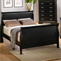 Create the master suite of your dreams with this elegant sleigh bed A curved headboard and footboard give this sleigh bed a distinctive traditional feel while clean lines and simple style lend a relaxed casual look This bed is available in twin full.
