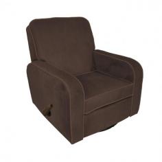 Dimensions: 38L x 33.5W x 37H in. Available in neutral fabrics and colors. Side handle to recline. Modern style. Spot clean with soap and water. Weight: 84 lbs. Kick back and relax in the Komfy Kings Sunny Recliner. This recliner has a side handle that raises the foot rest and reclines the chair back. Perfect for nursing moms-go smoothly from nursing to napping with a gentle pull on the handle! With its modern look and neutral fabrics, you'll be happy to display this chair in your living room, bedroom, or nursery. Choose from microsuede, velvet, and chenille, in a color palette that includes beige, buckwheat, tan, charcoal, and chocolate. Color: Chocolate Velvet.
