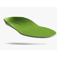 Superfeet Performance Green Insoles are at the top of the line. The ideal footbed for ski and snowboard boots, hiking boots and running shoes. As a rule, the Superfeet Performance Green offers you the most benefits. That's because Superfeet was able to build the most features into it to provide maximum balance, support and shock absorption. It's their most popular footbed. 1) Rear-Foot Control Point Only Superfeet synergizer insoles provides this feature to control over-pronation, thus helping keep your foot correctly aligned. Result: less stress on muscles and joints. 2) Mid-Foot Control Point Another Superfeet original. This area stabilizes the mid-foot. Combined with Rear-Foot Control Point, this enables you to use your skeletal strength to your advantage. Result: a very stable foot, creating less muscle fatigue and more endurance. 3) Patented Support Bridge This feature activates all the control points for better balance and alignment during the stride. An essential feature exclusive to Superfeet. 4) Long-Wearing Trocellen TM Foam We use only high-quality, durable closed-cell foam. Result: long-lasting comfort for your pursuits. 5) Natural Shock Absorption System Only Superfeet synergizer insoles use this three-part system to naturally soften heel shock. This includes: (a) deep heel pocket to center fat pad (b) slight rocker bottom to allow for some foot roll (c) soft flange to allow for some soft tissue expansion. Result: a soft landing every time. 6) New Holofiber Top Cover Only from Superfeet Significantly increases oxygenated blood flow thereby improving circulation and muscle energy. SUPERFEET SIZING CHART. Men's: 5.5-7 (C), 7.5-9 (D), 9.5-11 (E), 11.5-13 (F), 13.5-15 (G), 15.5-17 (H). Women's: 4.5-6 (B), 6.5-8 (C), 8.5-10 (D), 10.5-12 (E). Kid's: 11.5-13 (J), 13.5-2 (A), 2.5-4 (B). 1412, SUPERFEET ACTIVE GREEN SIZE F