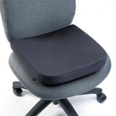 High-density memory cell foam was originally developed by NASA to relieve G-force strain during lift off. Temperature- and pressure-sensitive it molds to the body's contour offering optimal comfort. Dissipates pressure while conforming to body contours. Leather-like bottom cover reduces movement on chair. Back Support Type: Chair. Material: High-Density Temperature-Sensitive Memory Cell Foam. Color: Black. Cover Material: Fabric Leather-Like. Washable: Yes. Dimensions: 13-1/2" W x 2" D x 14-1/2".