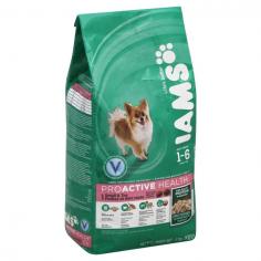 This Iams ProActive Health formula has PreBiotics that work inside the digestive tract to promote healthy digestion and strong defenses. Healthy inside. Healthy outside. Formulated for dogs 1 years and up to 20 lbs at maturity, Iams ProActive Health is vet recommended, premium dog food with concentrated nutrition formulated for the unique energy needs of small dogs. Iams Daily Dental Care&trade; reduces tartar buildup by up to 50%* Protein from chicken and egg helps build strong, firm muscles while seven essential nutrients nourish the heart.