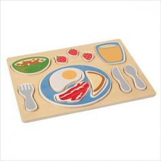12-piece wooden puzzle set Solid wood with kid-friendly paint for safety Bright colors and fun shapes develop fine motor skills For children 2 and older Tray size: 11W x 14D inches. The Guidecraft Sorting Food Tray - Breakfast is a tray full of colorful fun food shapes that your little one will love sorting. This wooden puzzle has 12 removable brightly colored breakfast food shapes including silverware plate and cup of juice. It is made of solid wood with smooth sanded edges and brightly colored paint that is kid-friendly. This puzzle helps develop shape and fine-motor skills and encourages imaginative play. Designed for kids 2 and older. About GuidecraftGuidecraft was founded in 1964 in a small woodshop producing 10 items. Today Guidecraft's line includes over 160 educational toys and furnishings. The company's size has changed but their mission remains the same; stay true to the tradition of smart beautifully crafted wood products which allow children's minds and imaginations room to truly wonder and grow. Guidecraft plans to continue far into the future with what they do best while always giving their loyal customers what they have come to expect: expert quality excellent service and an ever-growing collection of creativity-inspiring products for children.