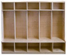 Durable birch plywood construction with natural finish. Features a built-in bench to assist children when dressing. Includes coat hooks and cubbies for storage. Non-Toxic, safety tested - CPSIA compliant. Intended for indoor use only. Assembly required. Quality satisfaction guaranteed. Dimensions: 13L x 54W x 47.75H in. About Early Childhood ResourcesEarly Childhood Resources is a wholesale manufacturer of early childhood and educational products. It is committed to developing and distributing only the highest-quality products, ensuring that these products represent the maximum value in the marketplace. Combining its responsibility to the community and its desire to be environmentally conscious, Early Childhood Resources has eliminated almost all of its cardboard waste by implementing commercial Cardboard Shredding equipment in its facilities. You can be assured of maximum value with Early Childhood Resources.
