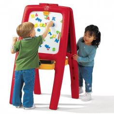STP1262: Features: -Includes 77 foam magnetic letters, numbers and signs. -Deep trays and pencil ledges keep paint, brushes, markers, chalk and erasers within easy reach (art supplies not included). -Two-sided easel features one metal dry-erase board and one chalkboard. -Paper clip on each side holds craft paper for drawing and painting activities. -Middle storage area hold art supplies and for easy access from both sides. -Sets up quickly and folds flat for easy storage. Country of Manufacture: -United States. Use: -Children. Material: -Plastic. Style: -Board. Dimensions: Minimum Height - Top to Bottom: -43.75. Maximum Height - Top to Bottom: -43.75. Overall Width - Side to Side: -26.5. Overall Depth - Front to Back: -22.75. Overall Depth - Front to Back: -26.5.