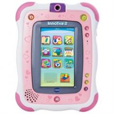 VTech InnoTab 2 gives kids ages 4-9 their own tablet that keeps them engaged while they learn. This multi-functional tablet for children combines a photo/video camera, interactive animated e-books, creative activities, tilt Sensor learning games, and a rich collection of applications into a sleek and durable toy. Kids can enjoy e-books, music, photos and videos on-the-go just like mom and dad. The 5" touch screen, tilt sensor, microphone, pop-up (onscreen) keypad, and stylus allow children to play games, create art, take notes, or use utilities like the onboard calendar or friends list all on one device. Cartridges with licensed characters (sold separately) teach essential skills in reading, logic, and creativity. Additional APPS such as games, e-books and music can be easily uploaded to the InnoTab 2 through VTech's Learning Lodge Navigator. Parents can also track their child's progress on a variety of educational milestones and lessons. With 2GB onboard Memory and an expandable SD card slot, the InnoTab2 will keep your child endlessly engaged. Additional content may require an SD memory card (not included). -Features:-Built-in Digital photo/video camera fully rotates to take images and videos of others or yourself -2GB onboard memory with SD card slot expandable up to 16GB of memory (SD card not included) -5" Color touch screen and tilt sensor -Camera, video camera, photo viewer, video player, MP3 music player, e-reader, art studio, games, and microphone -Can personalize the InnoTab 2 for up to four users with photo wallpaper, user name and avatar, a voice greeting and typed greeting -Recommended age: 4 - 9 years-Dimensions: 1 x 6.2 x 8.1 inches; 1.1 pounds-4 AA Batteries required (Not included)-Pink