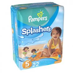Pampers Splashers Diapers - Size 3-4 - 24 ct NOTE: Packaging may vary. Perfect for pool time or the beach! Your little baby can splash happy without you having to worry about a soggy diaper. Pampers Splashers Swim Pants are specially designed for pool or water time. They provide protection against leaks in the water but won't swell like regular diapers. Their tear away sides make it easier for you to change them, and they're also super stretchy to provide a snug fit in the water. Plus the double leg cuffs provide protection from leaks. These diapers are ideal for the beach or pool time. Pampers Splashers Swim Pants come in sizes 3-4, 5, and 6. Features: Won't swell up in water Tear away sides Dora and Diego designs are great for boys and girls Available in sizes 3-4, 5, and 6 Earn Pampers Rewards points with every Pampers purchase Caution: Keep away from any source of flame. pampers diapers, like almost any article of clothing, will burn if exposed to flame. To avoid risk of choking on plastic, padding, or other materials, do not allow your child to tear the diaper, or handle any loose pieces of the diaper. discard any torn or unsealed diaper, or any loose pieces of the diaper. To avoid suffocation, keep all plastic bags away from babies and children. If you notice gel-like material on your baby's skin, don't be alarmed. This comes from the diaper padding and can be easily removed by wiping your baby's skin with a soft, dry cloth.