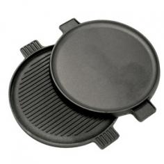 Make a full breakfast with the Bayou Classic 14 Inch Cast Iron Reversible Round Griddle (7414). This cast iron reversible round griddle offers two different cooking surfaces: a ribbed side for grilling chicken and steaks and a flat side perfect for pancakes, French toast or grilled cheese sandwiches. The edges of this cast iron griddle are slightly raised for catching food drippings, keeping your kitchen clean. Made of the thickest, restaurant-quality cast iron, this two-sided griddle holds and radiates heat evenly for consistent cooking. Versatile and functional, this round griddle can be used on the stove top, on an outdoor propane burner, or over a campfire. Designed especially for outdoor use, Bayou Classic cookware lets you cook anywhere, drawing from Cajun tradition to specialize in the biggest and best outdoor cooking equipment. Reversible Griddle: This cast iron reversible round griddle offers two different cooking surfaces: a ribbed side for grilling chicken and steaks and a flat side perfect for pancakes, French toast or grilled cheese sandwiches High Quality Cast Iron: Made of the thickest, restaurant-quality cast iron, this two-sided griddle holds and radiates heat evenly for consistent cooking Versatile Use: Designed for use on the stove top, on an outdoor propane burner, or over a campfire, Bayou Classic cookware lets you cook anywhere, drawing from Cajun tradition to specialize in the biggest and best outdoor cooking equipment