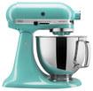 Equip your kitchen with the legendary KitchenAid 5-Quart Artisan Stand Mixer. ; This incredibly versatile machine can knead dense dough and whip delicate meringue. ; 10-speed lever control lets you stir slowly, mix at medium speed or whip at high speed. ; Motor head tilts back for easy access to bowl and beaters. ; 5-qt. stainless steel bowl locks into place while the mixer does all the work. ; Transparent splash shield fits on top of bowl to keep your work area free of spills and splatters. ; Included accessories: 1 x Flat Beater 1 x Wire Whip 1 x Dough Hook; All-metal construction for durable wear. ; Contains a power hub for additional attachments. ; Instruction booklet includes recipes for appetizers, entrees, cakes, breads and more! ; Some parts are dishwasher safe. Please refer to instruction book for care and cleaning. ; KitchenAid has partnered with Susan G. Koman to create Cook for the Cure, giving people with a passion for cooking a way to support a meaningful cause. The program raises funds and awareness for the fight against breast cancer. From pink products and celebrity chef auctions to home-based fundraising events, this partnership between KitchenAid and Susan G. Komen has raised more than $9 million over the past decade. Appliances in the colors Pink and Raspberry Ice provide KitchenAid customers a chance to support breast cancer awareness while adding a splash of color to the kitchen. ; KitchenAid offers a one-year manufacturer's warranty on kitchen electrics. Additional warranty information in product packaging. ; Assembled in the U.S.A. ; 325 watts. ; Depth: 14 in Measurements: ; Weight: 18 lbs; Width: 8 in