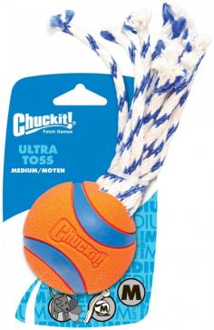 Designed for the most demanding use, this is no ordinary ball. Simply put, this is the best ball for the game of fetch. Developed to have high bounce, high buoyancy, high visibility, and high durability, the value of the Chuckit! Ultra Toss Dog Toy is easily recognized by dog owners. This durable natural rubber ball also has multiple ropes dangling to catch your dog's attention as it flies through the air. These ropes also make this dog toy great for tug-of-war games! Chuckit! compatible, so feel free to use a Chuckit! Ball Launcher for extra fun. This dog toy is perfect for exercising your dog as well. Use it in the park, in your backyard, at the beach or lake or anywhere there is plenty of room.