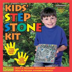 MILESTONES-Create a treasured childhood keepsake in 3 easy steps simply mix pour and decorate. Kit contains: 3.5 lbs. of stepping stone mix 8 reusable plastic mold 2 oz. rainbow rock 1 oz. glass gems 1 oz. glitter pot 1 wooden mixing paddle 1 writing tool and easy-to-follow instructions. Caution: Contains Portland cement. May irritate skin on prolonged contact; wash hands immediately after use. WARNING: This product contains silica sand a substance know to the state of California to cause cancer. Parental supervision is required. Warning: choking hazard. Small parts. Not for children under 3 years.