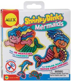 ALEX TOYS-Shrinky Dink Kits. Shrinky Dinks Kits are a fun and easy way to add your personal touch. These pre-cut plastic pieces are easy to color any way you want. There are a variety of Shrinky Dink Kits (each sold separately). Number of pieces vary by design. Conforms to ASTM D4236. Recommended for ages 5 and up. WARNING: Choking Hazard: not for children under 3. Imported.