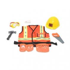 A bright orange vest, a yellow hard hat and other items including tools and goggles are featured in this construction worker role play set, a great way to help your child take his or her dream job for a test ride. The set is durable and washable, ideal for dress up, Halloween or afternoons spend working with Dad. Your little construction worker will be ready for the job with this bright Orange, machine-washable vest highlighted with reflective material and a tool belt, a yellow hard hat, goggles, a hammer, a saw and a name tag From puzzles to puppets, plush to play food, magnetic activities, music, wooden toys and more! One of the leading designers and manufacturers of educational toys and children's products. Started in 1988 in their garage, they have something for everyone, with nearly 800 unique and exciting products for children of all ages!