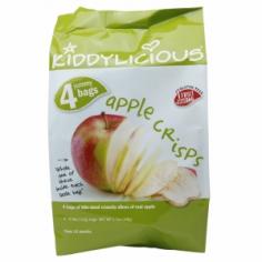 4 Bags Of Bite-Sized Crunchy Slices Of Real Apple From 12 Months 1 Fruit Serving Per Little Bag Gluten Free Healthy Snacks Are An Important Part Of The Diet For Growing, Active Toddlers; They Need Constant Refueling Throughout Their Busy Days To Help Keep Them Going Between Mealtimes. Kiddylicious&Reg; Snacks Are Made From The Finest Ingredients, With Each Little Bag Providing At Least One Serving Of Fruit Or Veg! We Search The World For New And Innovative Ideas To Get Fruit And Veggies Into Children (It's A Great Job That We Love Doing - New Idea Sampling Is Always Very Popular!) We're Very Rigorous And We Do This To Ensure That Any Product We Choose Is Good Quality, A Good Value And Most Importantly, Tastes Great. With A Huge Variety Of Colors, Textures, Shapes And Tastes Kiddylicious Snacks Are Perfect For Home Baking, Toppings, Lunchboxes & Party Bags Or Simply To Pop In Your Bag When Out & About. Try Some Today, They're 'Fruit & Veg Fun'! Simply Delicious Fruit Crisps With. No Wheat Or Gluten No Added Sugar Or High Fructose Corn Syrup No Gmos* No Added Preservatives, Flavors Colors Or Egg No Nuts, Seeds Or Egg No Milk Or Lactose As A Mum, I Am Always Looking For Yummy Snacks To Feed My Children (Hannah & Jack). Something Really Tasty With No Added Nasties. So When I Found These Amazing Fruit Crisps I Thought "Wow," 1 Bag Made From 1 Apple. Fantastic! We Select The Finest Apples, Then Carefully Peel, Slice & Lightly Fry In A Really Special Way To Create A Crunchy, Melt-In-Your-Mouth Fruit Snack. A Fruit Crisp Made From Real Bananas - Perfect For Lunchboxes, Part Bags & Home Baking. We Hope You Enjoy Them Too. -Sally Preston Did You Know? Kiddylicious Fruit Crisps Are Cooked To Perfection Using Vacuum Frying. A Fine Mist Of Oil Is Sprayed On Hand Selected, Fresh Fruit Slices Under Very High Pressure And Low Temperature. This Process Retains More Flavor And Nutrients And Absorbs Less Oil Than Conventional Frying Methods. Suitable For. Celiacs Lactose Intolerant Vegetarians 4 - 0.4Oz (12G) Bags ~ Total Net Wt. 1.7Oz (48G) 1-888-894-6464 Made In China *Genetically Modified Ingredients