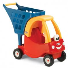Little Tikes Cozy Coupe Shopping Cart - Toy Car & Trolley With Seat For 12' Doll Or Toy & Basket Storage. Does your little one always want to help you with the trolley when you're grocery shopping? Now they can wheel their own colourful shopping cart from Little Tikes! This friendly-faced Cozy Coupe toy will make shopping a grand old time. It features Little Tikes' classic Crazy Coupe design with a happy face to make you smile. Your little one can also go shopping with their favourite doll or stuffed animal as they sit in the front seat of the Crazy Coupe. Features Little Tikes Cozy Coupe Shopping Cart Cute kid-sized shopping trolley Toy coupe and trolley Seat for favourite doll or stuffed toy up to 12' tall Includes basket storage to hold play food and groceries Friendly Cozy Coupe design in bright colours Sturdy construction is made from durable plastic Great for pretend play Dimensions: (L) 64cm x (W) 25.5cm x (H) 56cm Colours: Red/Yellow Brand: Little Tikes Suitable for children ages 1.5 years and up Please Note: Accessories not included - images are for illustration purposes only Package Contents 1 x toy shopping trolley