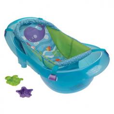 The new and improved Aquarium Tub has plenty of updates to a product that is already a proven winner. The tub design itself has become deeper and provides a more comfortable position for baby to be bathed in, along with our new baby stopper tm insert that easily comes out when the infant can sit on their own. The sling design has also been improved to allow baby to rest comfortably within the water, plus it fits older infants as well as newborns. Other great features include a temperature guide so Mom can ensure that the water is a right for baby, and it still includes 2 fun tub toys for baby to play with. And the Aquarium theme is updated to a fresh new look! Since 1930, Fisher-Price has been in business to create toys that fascinate and stimulate a child's imagination. Fisher-Price was founded in 1930, hardly the best time to launch a new business as the shadows of the Depression still loomed over American business. Still, Herman Fisher, Irving Price and Helen Schelle combined their diverse manufacturing and retailing experience to create a toy company and confidently brought 16 wooden toys to the International Toy Fair in New York City. The whimsical nature and magical surprises of those first Fisher-Price toys quickly caught on and became the hallmarks of Fisher-Price ever since. Fisher-Price believes in the potential of children and in the importance of a supportive environment in which they can grow, learn, and get the best possible start in life. Fisher-Price supports today's families with young children through our breadth of products that includes GeoTrax, Imaginext, Little People, Laugh and Learn, Thomas the Tank, Thomas and Friends, Elmo, Dora the Explorer, Go Diego Go, Sesame Street, Smart Cycle, Ni Hao Kai-Lan, Toy Story and other learning toys and pretend play items.