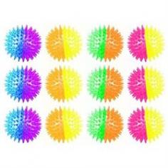 Set of 12 Light Up LED 'Twin Color Spiked Ball' Children's Kid's Toy Yoyo Ball-LED Lights Come On When In Motion, Toss It Like a Yoyo-Colors May Vary-Fun Party Favor, Goodie Bag or Stocking Stuffer-Approx. Diameter: 2.5
