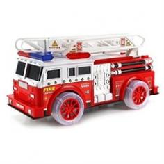 First Rescue Fire Dept Childrens' Kid's Friction Toy Truck-Rear Crane can Rotate and Extend Up to Approx. 14 High-High Gloss Paint Job-Batteries Required for Lights and Sounds (4 x LR44 Batteries)-Approx. Dimensions, Length: 9, Width: 3.5, Height: 4.5