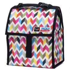 The unique Packit Cool Bag in funky Ziggy design, inspired by a single mum of 3 and her children in California, US, is the first cool bag that actually cools and is great for healthy kids school lunches, picnics and outings thanks to its unique and patented freezable features. The walls of the Packit are lined with a safe freezable gel and you can fold up the entire bag and put it straight in the freezer. It can then keep a meal and a 340ml drink chilled for up to 10 hours the next day; so the excuse 'my lunch went all warm - that's why I didn't eat it!' will be a thing of the past! 2015 sees a new range of fantastic designs from Packit so there's something for every boy and girl (and of course adults!). Not an ice pack in sight - these groovy cool bags are ideal for school, trips, outings - in fact anything, anywhere! Features and Benefits: Fun and functional Kids Cool Bag - ideal for healthy packed lunches, in multicoloured 'Ziggy' design. Gel lined interior walls so the entire cool bag can be popped in the freezer overnight to freeze. Can chill a meal and 340ml drink for up to 10 hours (depending on external temperatures). Folds flat for easy use and storage. Buckle handle clips onto other bags, hooks, prams, or pushchairs or rucksacks. Zip closure lock and velcro tab closure. Made from food safe, non toxic poly canvas and waterproof EVA. PVC, BPA, phthalate and lead free. Wipe clean interior and spot clean exterior. Size: Height 25.5cm Width 21.5cm Depth 12.5cm. Due to the composition of this cool bag, it should not be immersed in hot water.