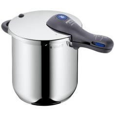 8.5-qt. pressure cooker with TransTherm base for even heating. Residual pressure locking with colored indicator. Includes perforated insert and trivet. Stay-cool ergonomic handle detaches for easy cleaning. Made of Cromargan 18/10 stainless steel. Feed your family more quickly, easily, and efficiently with the WMF 07.9314.9300 Perfect Plus 8.5 qt. Stainless Steel Pressure Cooker in your kitchen. Large enough to handle everday meals, this unit can cut cooking times by 70 percent. Its removable handle can even cut cleanup times, too! With this versatile pressure cooker, you can prepare anything from soup to meat entrees, all the while saving energy and time. Equipped with a color indicator and flame prevention; operating is simple and safe. WMF Americas, Inc. From the best restaurants and hotels to the sophisticated home chef's kitchen, carefully crafted products by WMF Americas, Inc. are revolutionizing the way people cook and enjoy meals. Its products include cookware, flatware, tableware, and commercial coffee machines. Each product is constructed for durability, function, and style appeal in attempt to make cooking easier, safer, and more enjoyable and make meals simply more beautiful. With more than 150 years of experience, the company is committed to high quality and exceptional reliability.